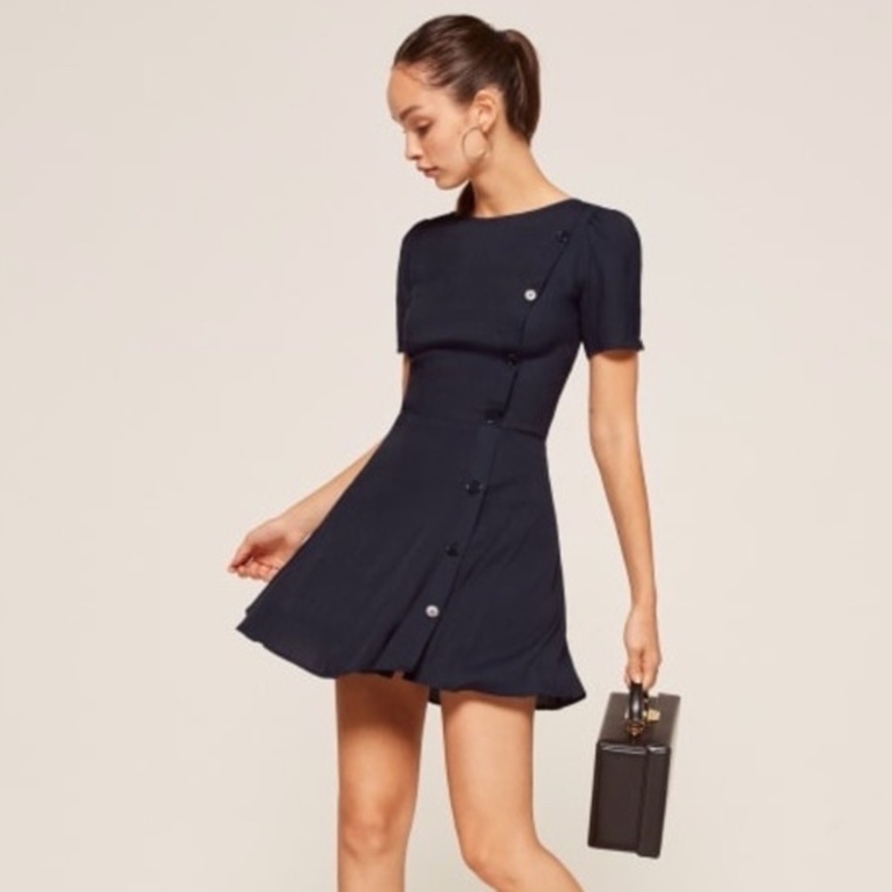 Reformation Katie Dress in Navy, Size 8